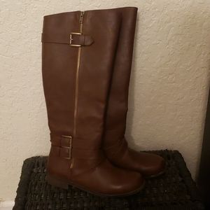 Brown saddle boots 10 Wide. Never worn